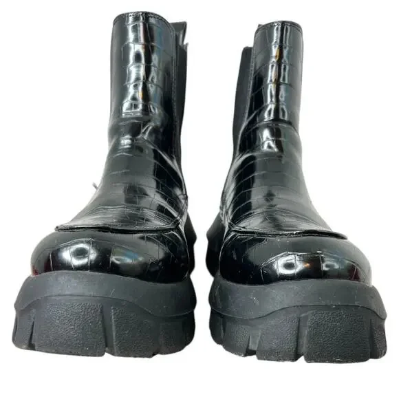 URBAN OUTFITTERS the Eden Chelsea Platform Boot Faux Leather in Black Wmn Sz. 10 - Picture 10 of 13